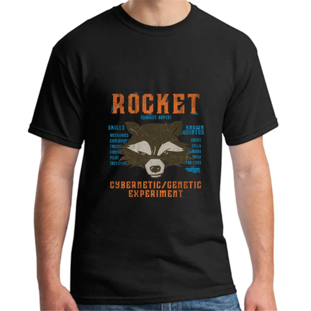 

Rocket Raccoon Tee Shirt Men Casual Short Sleeve Crewneck Cotton Big Size 3xl Men's Guardians Of The Galaxy T Shirts