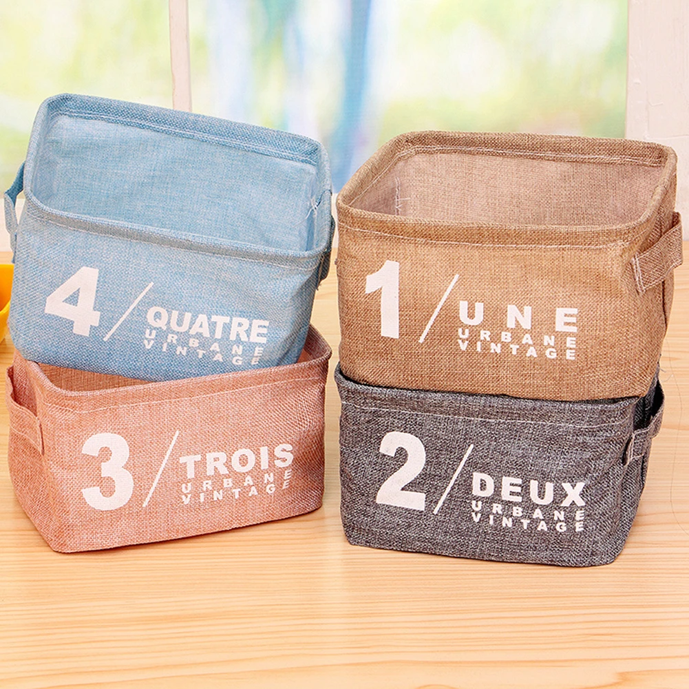 

Basket Space Saving Decoration Durable For Table Practical Linen Fabric Modern Organizer Foldable Household Two Handle