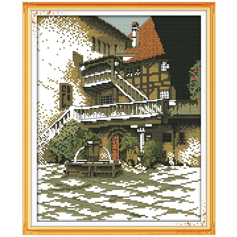 Old building Patterns Counted Cross Stitch 11CT 14CT Cross Stitch Set