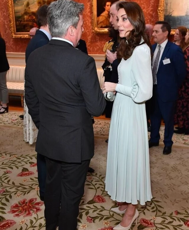 Новинка Kate Middleton шифоновое платье принцессы винтажные элегантные длинные плиссированные платья с рукавами-фонариками