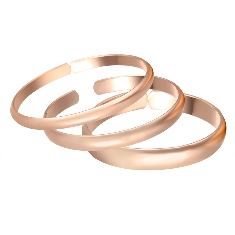 

1pcs Big Bangles Women Open Bangles 585 Rose Gold Color Smooth Bangles Wristband
