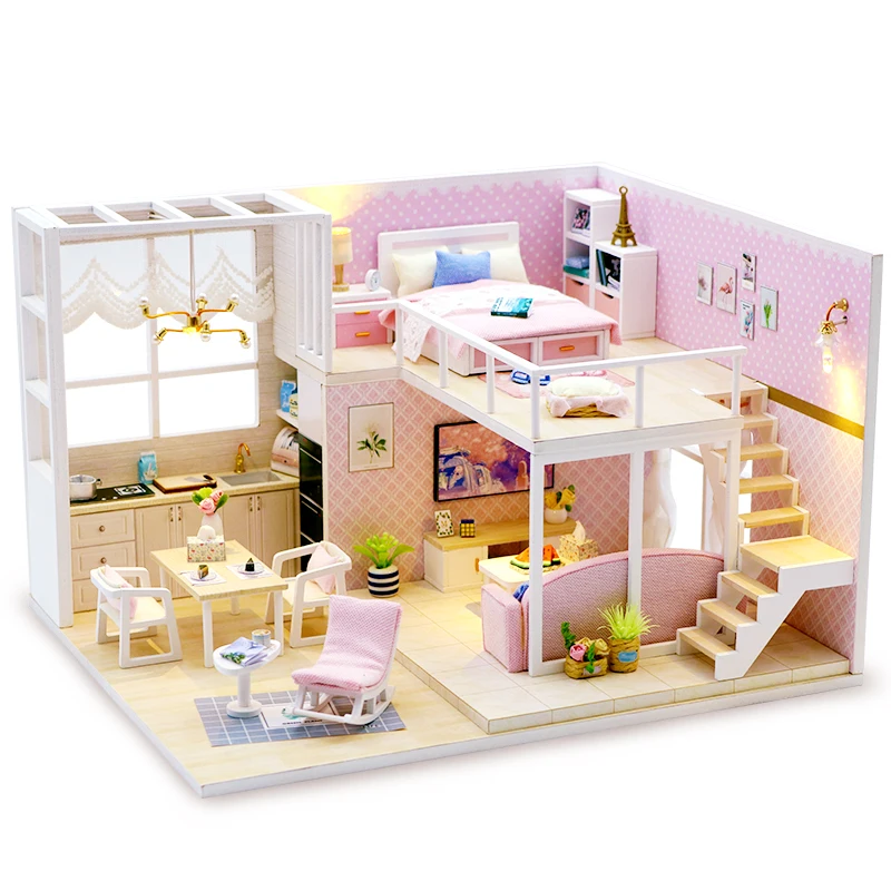 Кукольный дом мебель Miniatura Diy кукольные домики миниатюрный кукольный домик деревянные игрушки для детей Взрослые рождественские подарки на день рождения