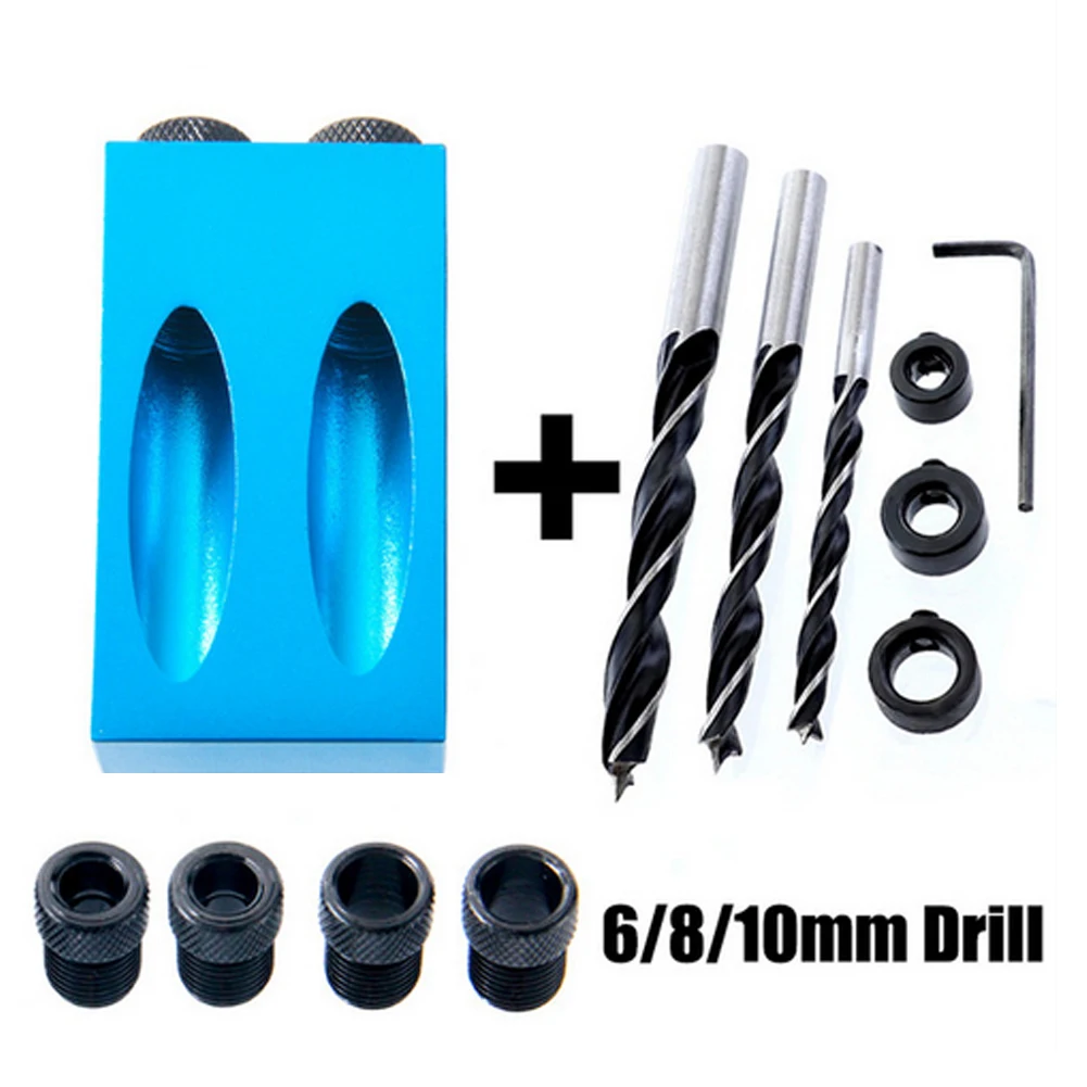 

14Pcs For DIY WoodWorking 15 degree Angle Joint Mini Pockethole Jig Screw Kit System Set Inclined Hole Tool Wood Drill Bit