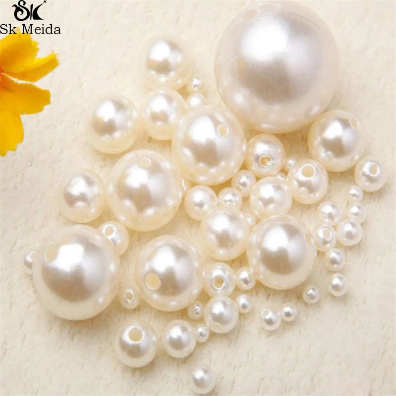 

4-20mm Pearl Cabochon Round White Ivoy Pearl Imitation ABS Beads Jewelry Findings DIY Phone Case High Quality OL-01