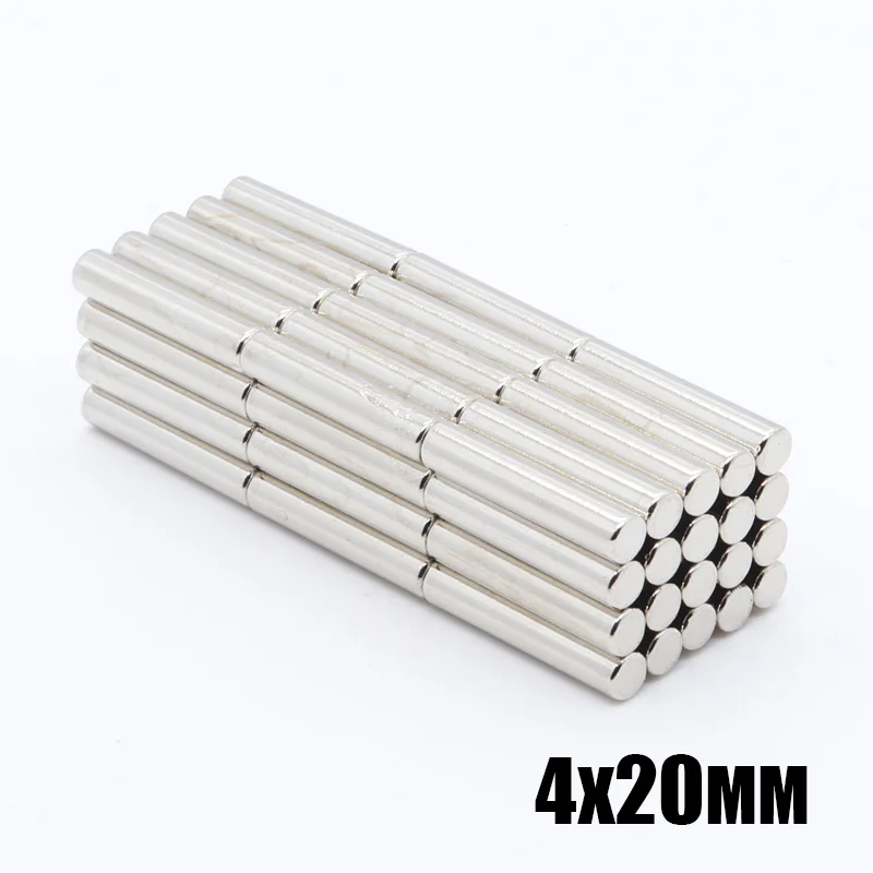 

200Pcs 4 x 20 mm NdFeB Strong Round Cylinder Magnets 4x20 mm Rare Earth Neodymium Permanent Magnet Powerful Magnet 4*20 mm