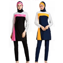 Комплекты бикини мусульманская одежда для плавания женская спортивная одежда с длинными рукавами из трех частей Исламский купальник закрытый купальник Moslima Badpak
