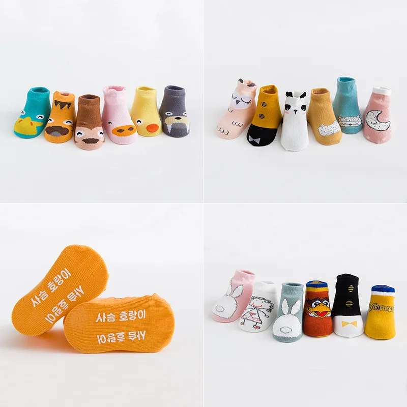 AiKway 3 Pairs /Lot Super Value Combination! Baby Socks Cartoon Cotton Non-slip Socks Soft Newborn Boy Girl Infant toddler socks