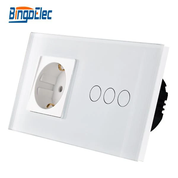 EU Standard Wall Switch With Socket Touch Switch With EU Germany Wall Socket Free Shipping