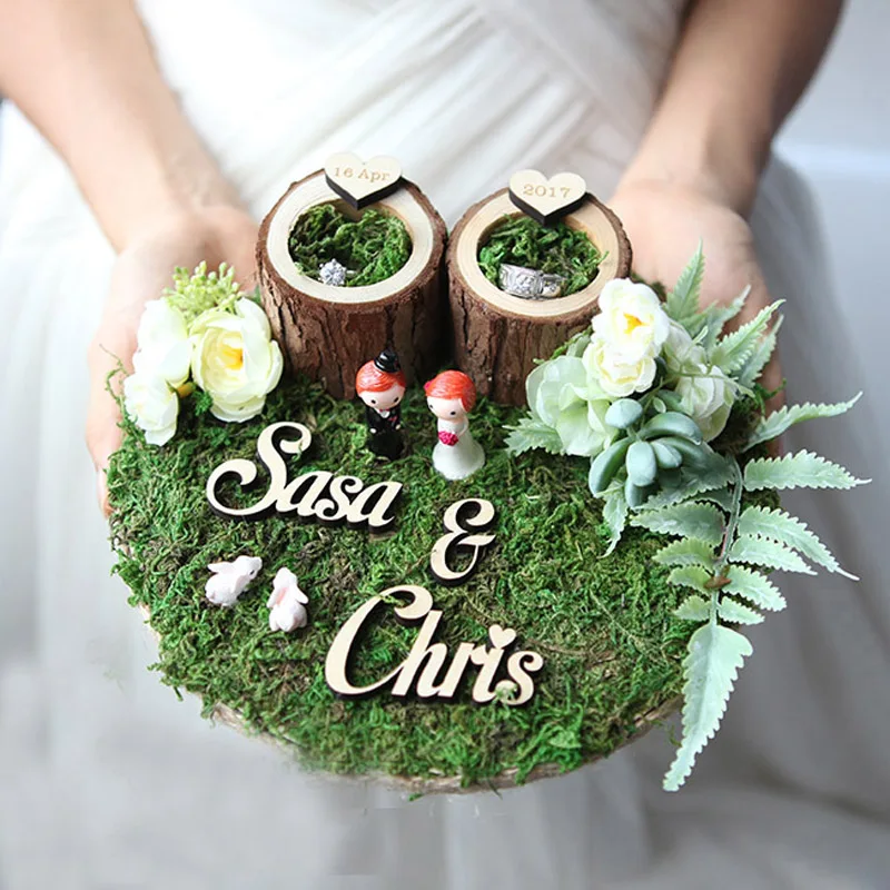 1pcs New Creative Unique custom name Nest Rings holder personalized Wedding Proposal Engagement decoration ring pillow
