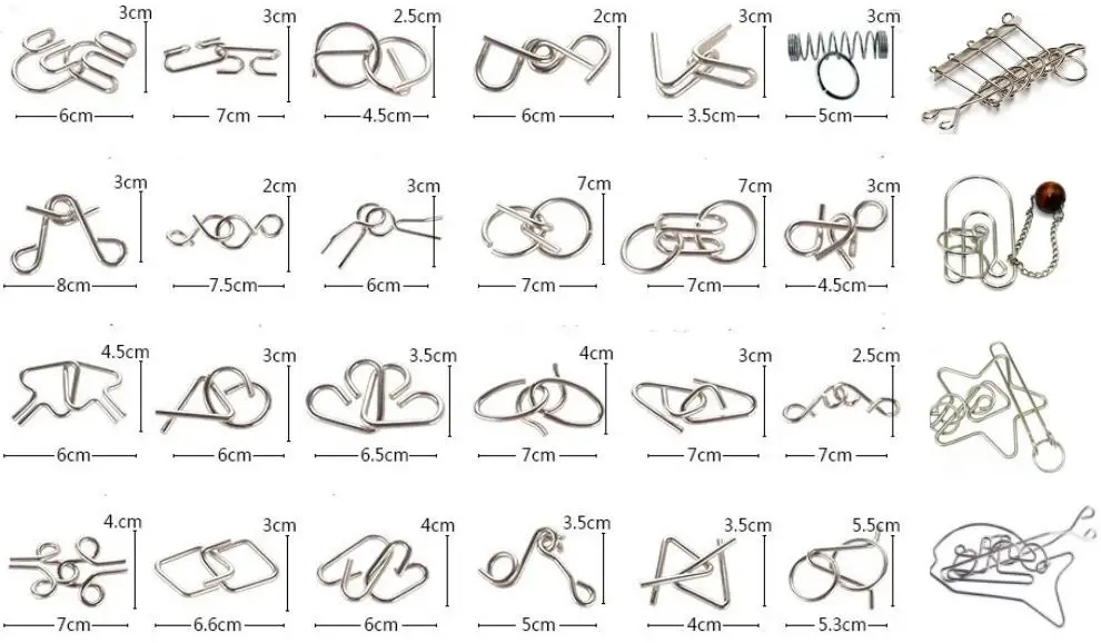 

24/28PCS per Set IQ Metal Wire Puzzle Magic Mind Brain Teaser Kids Puzzles Game for Children Adults