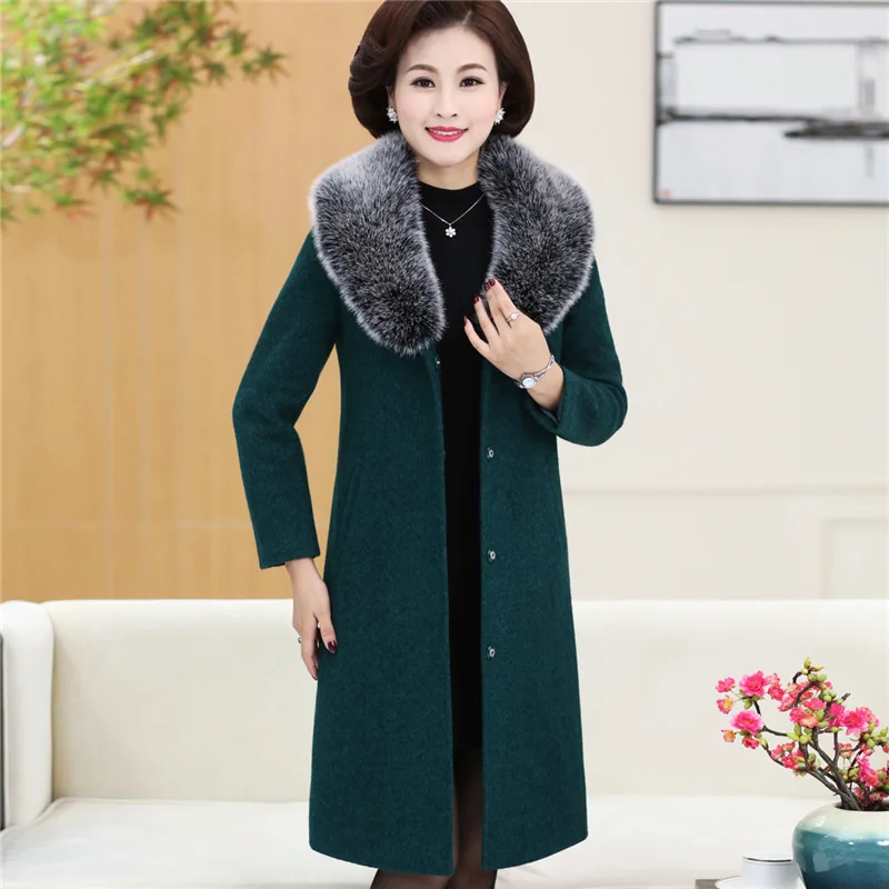 2019 green Mode Femmes Col Taille hiver Fourrure Manteau Longue Automne wine Red D'âge Laine Gray X1407 Grande Moyen Femelle Veste Nouvelles De 4SHxrvnq4B