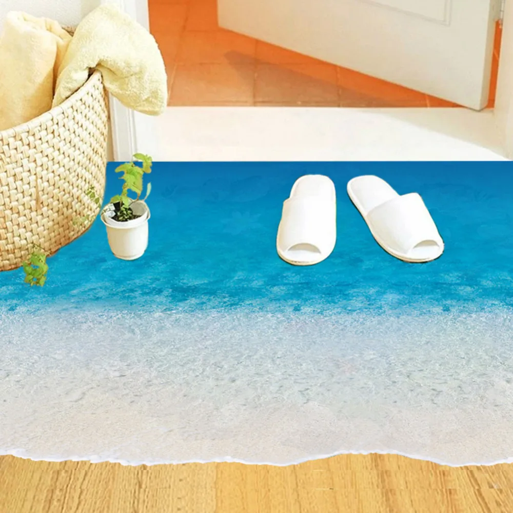 New Arrival Beach Sand Floor Wall Stickers Bedroom Living Room Backdrop