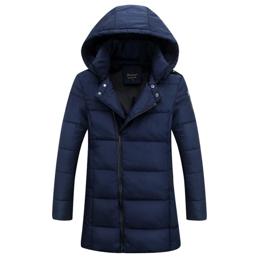 

Mens' cotton padded Jackets Solid color Parkas long section oblique hooded jacket winter thick warm coats for men Plus Size
