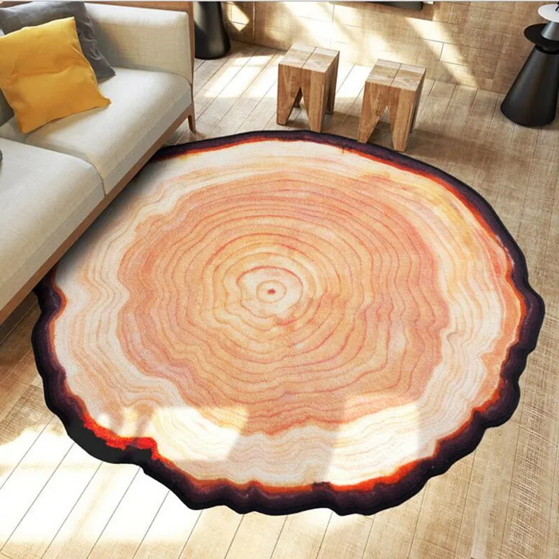 Promotion! Antique Wood Tree Annual Ring Round Carpet For Living Room Bedroom Study Room Chair Mat Plush Rug 80/100/120 CM