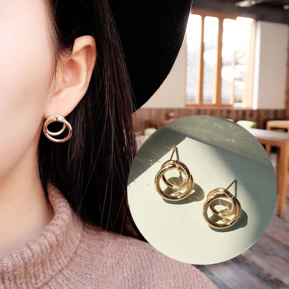 

Hot Sale Earrings Fashion Jewelry Simple Size Circle Knotted Earrings Oorbellen Brinco Pendientes Earrings For Women