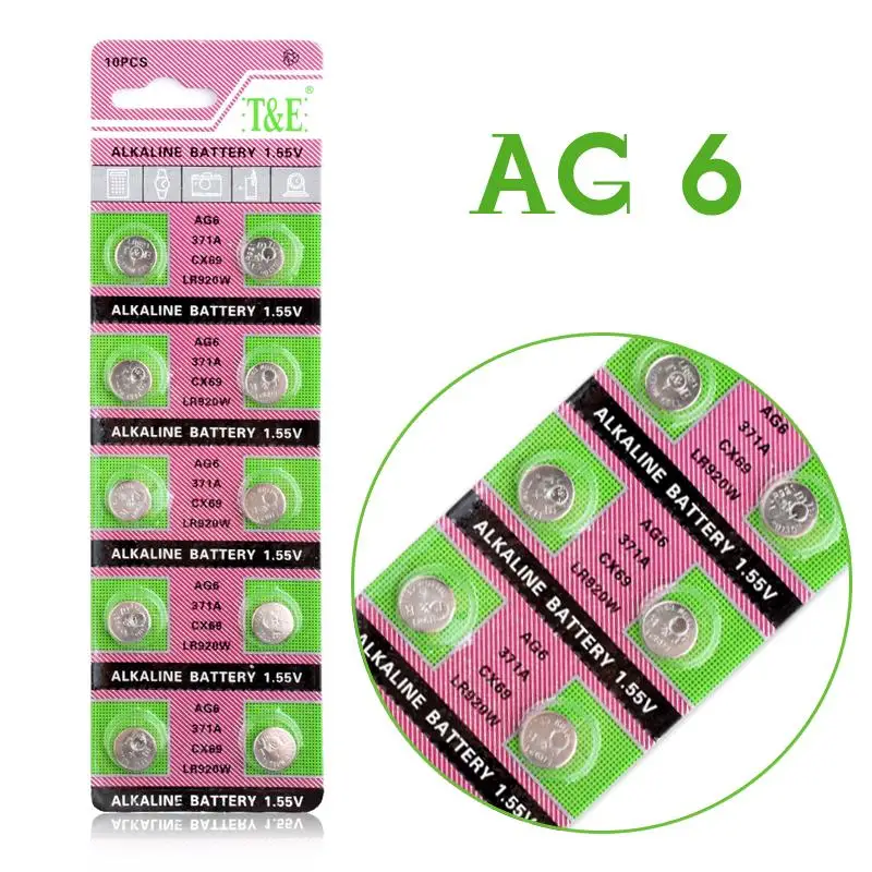 

Hot selling 10 Pcs AG6 LR920 LR921 SR69 Watch Battery Coin Cells Button Batteries Alkaline EE6207