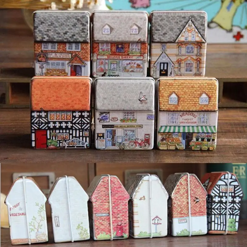 

Mini Metal Box Empty Tin Storage Box Tinplate Dream House Tin Metal Container Small Storage Box Kids Gift
