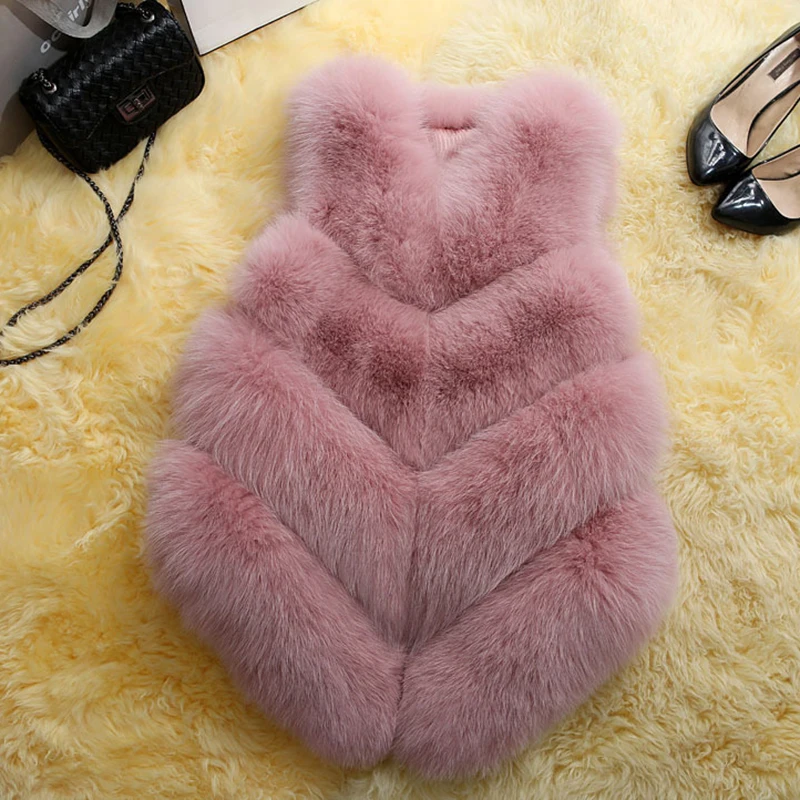 Warm Faux Fur Coat 2018 Winter Coat Women Fake Fox Fur Vest Sleeveless Female Jacket Underwear Plus Size 5XL manteau femme hiver