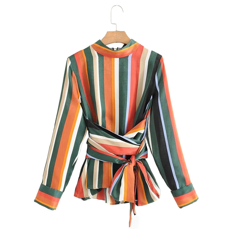 

Classic striped o neck chiffon blouse shirt women Sexy lace long sleeve blouse Spring streetwear tops