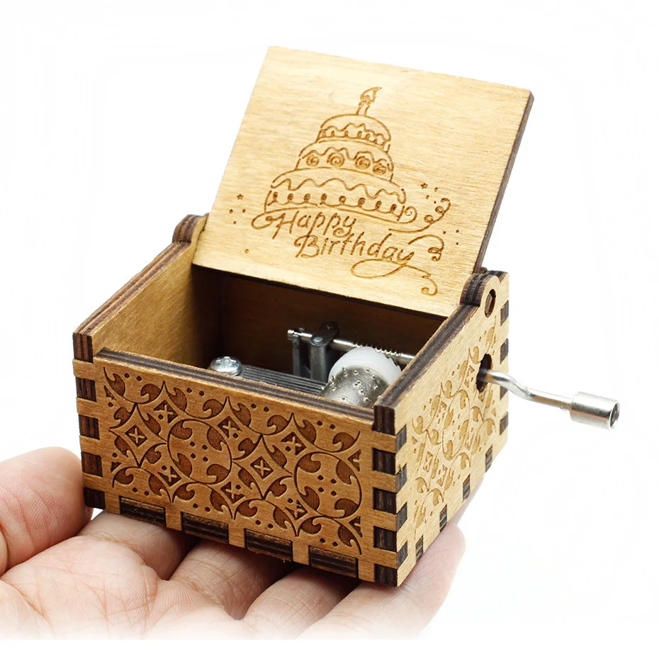 

Hot In Stock Queen Hand Cranked Wood Music Box Happy Birthday Star War Game Of Thrones Godfather Christmas New Year Gift