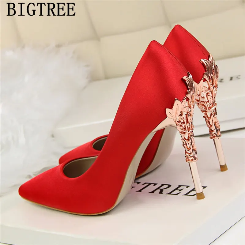 red heels wedding shoes bride new arrival 2019 women high heels dress shoes women black heels bigtree shoes zapatos mujer tacon
