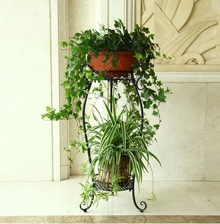 Wrought iron two layers of a flower pot Double flower sitting room balcony Outdoor ground flower