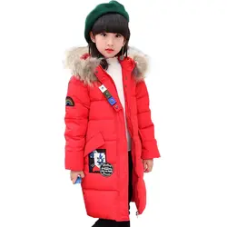 Мода 2017 г. девушка зима Подпушка Куртки детей Пальто для будущих мам теплые детские 100% Толстая Утка Подпушка дети для морозов до-30 градусов