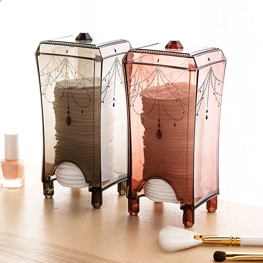 

Makeup Organizer Makeup Sponges Cotton Pad Acrylic Storage Box Bathroom Transparent Cosmetic Storage Case Container Desktop