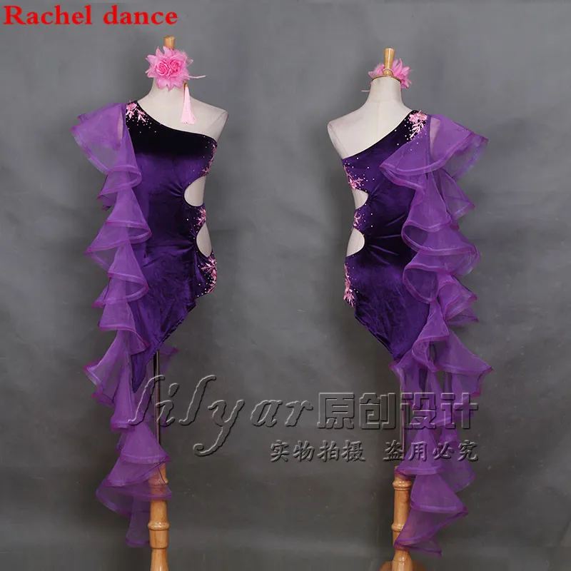 

New Sexy Woman/Lady Latin Dance Dress Sleeveless Oblique Shoulder Latest Style Performance Wear Lady Latin Dance Skirt Female