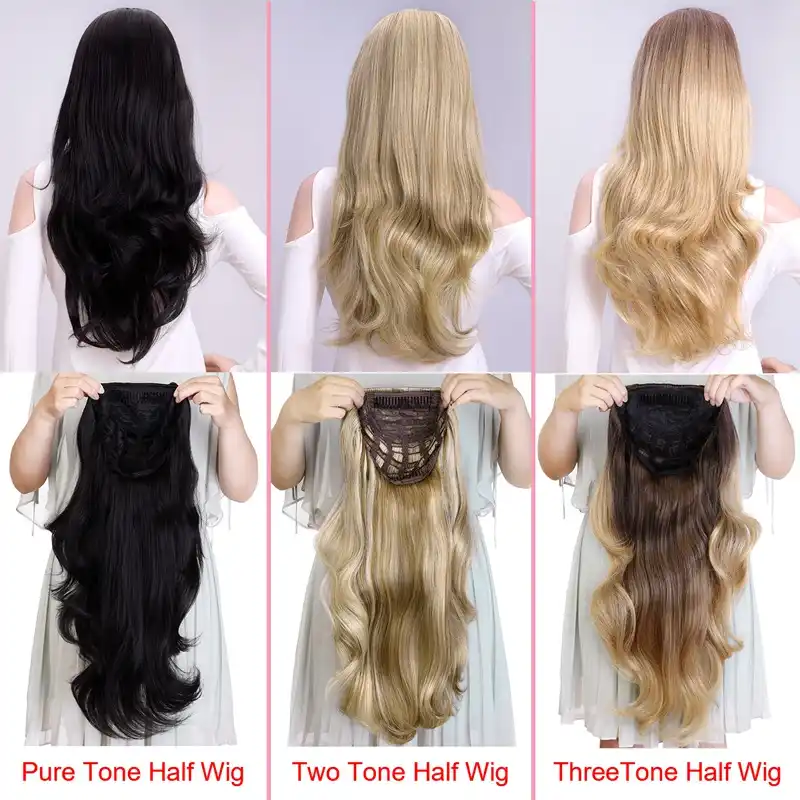 Silike Synthetic 3 4 Half Wig Ombre Color Long Blonde Hair High
