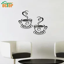 Double Coffee Cups Wall Stickers Room Decoration Vinyl Art Wall Decals Adhesive Stickers On The Kitchen
