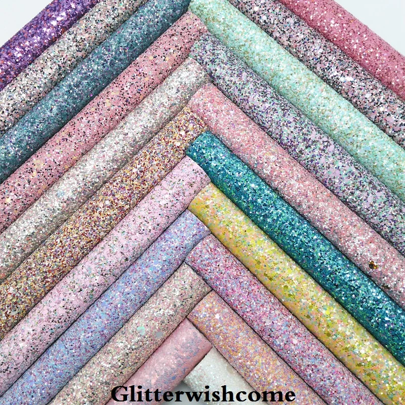 

Glitterwishcome 21X29CM A4 Size Synthetic Leather, Ultra Chunky Glitter Leather, Glitter FauxLeather Vinyl for Bows, GM068A