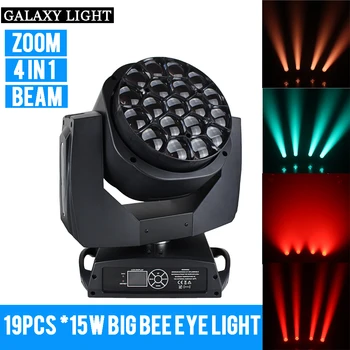 cheap Stage Licht 19Pcs * 15W Rgbw 4 In 1 Grote Bee Eye Led Moving Head Licht AC110V 240V Dmx 512 Controle Stage Beam Licht 450W Voor Dj