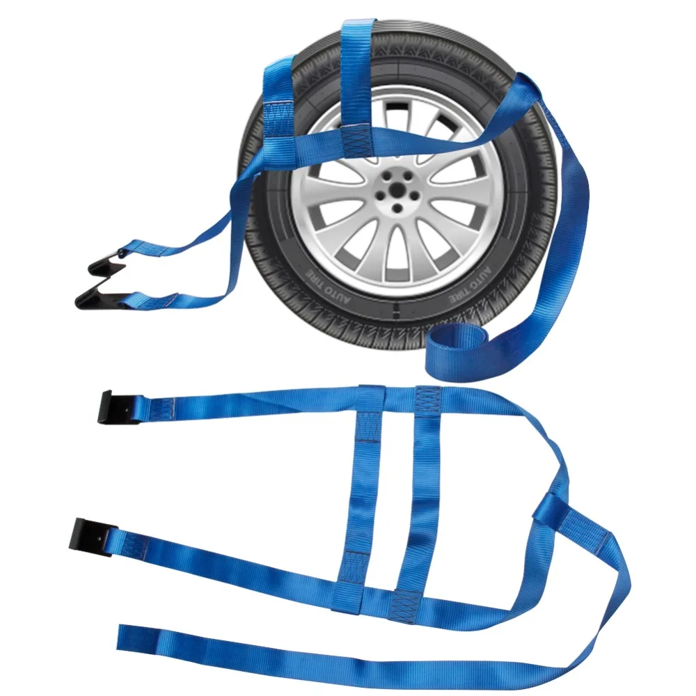 Carbole Car Basket Straps Adjustable Tow Dolly Wheel Net Set Flat Hook