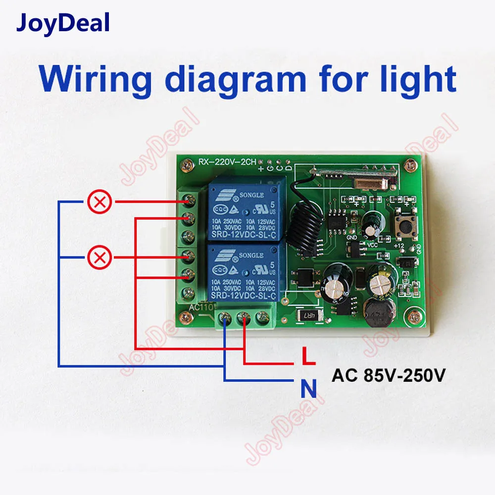 DieseRC Universal Wireless Remote Control Switch AC 110V 120V 240V 220V 10A  4 Channels RF Relay Receiver Board with 2 Transmitters for Motor Garage