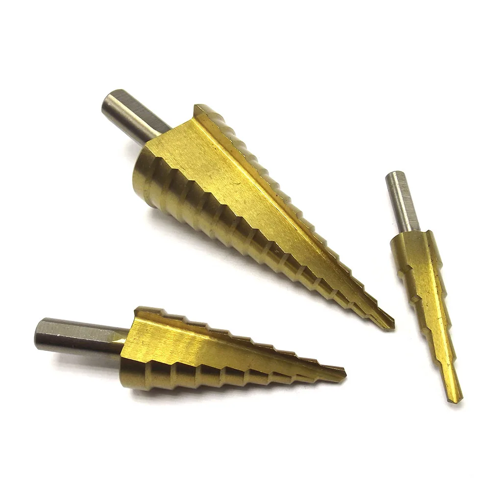 3PCS Professional Pagoda Drill Bit Quality Perforator HSS Titanium Coated Straight Flute Stepped Drill Bits 4-32mm 4-20mm 4-12mm 3PCS Professional Pagoda Drill Bit Quality Perforator HSS Titanium Coated Straight Flute Stepped Drill Bits 4-32mm 4-20mm 4-12mm