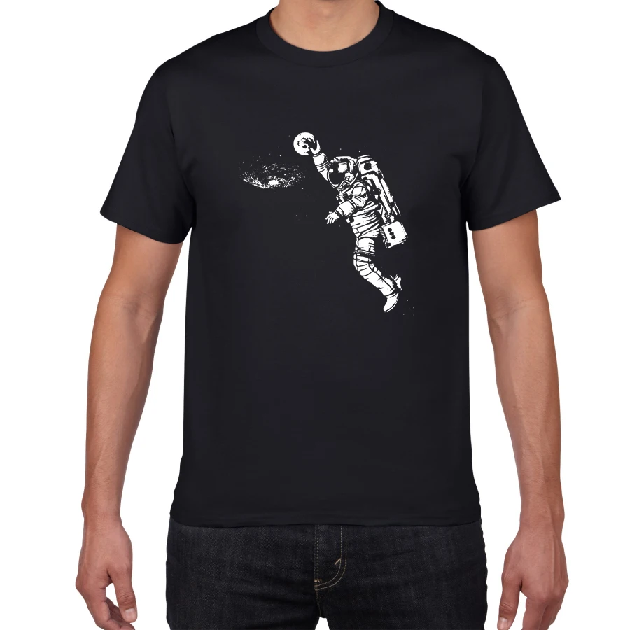 EV F629MT креативная хлопковая Футболка с планетой, Мужская свободная крутая футболка с космонавтом, Повседневная летняя забавная футболка, футболка homme, мужская одежда - Цвет: W627MT black