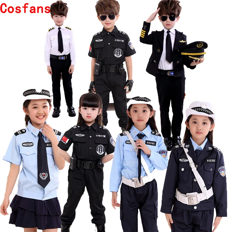 

New Boy Girl Astronaut Spaceman Kids Children Police Uniform Black Cat Sheriff Birthday Gift Halloween Christmas Cosplay Costume