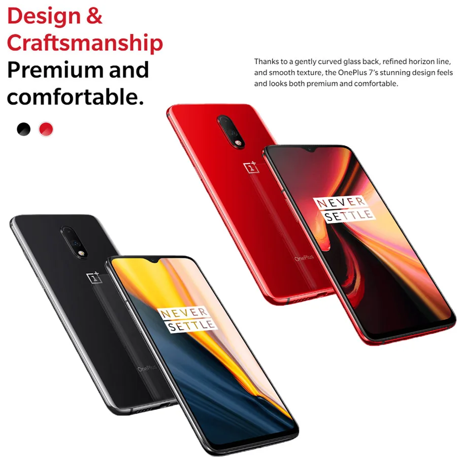 Оригинальный мобильный телефон Oneplus 7 8 ГБ/12 Гб ОЗУ 256 Гб ПЗУ Восьмиядерный процессор Snapdragon 855 6,41 "1080x2340 19,5: 9 полный экран 16MP + 48MP NFC