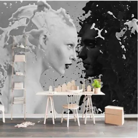 Custom Black White Milk Lover Photo Wallpapers For Wall 3 d Living Room Bedroom Shop Bar Cafe Walls Murals Roll Papel De Parede