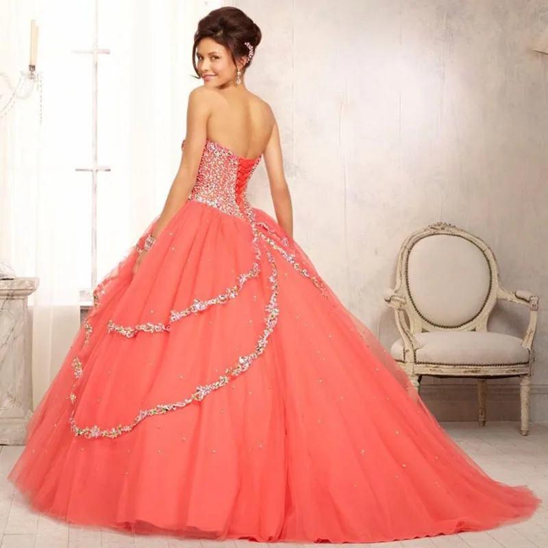 Coral Color Quinceanera Dresses
