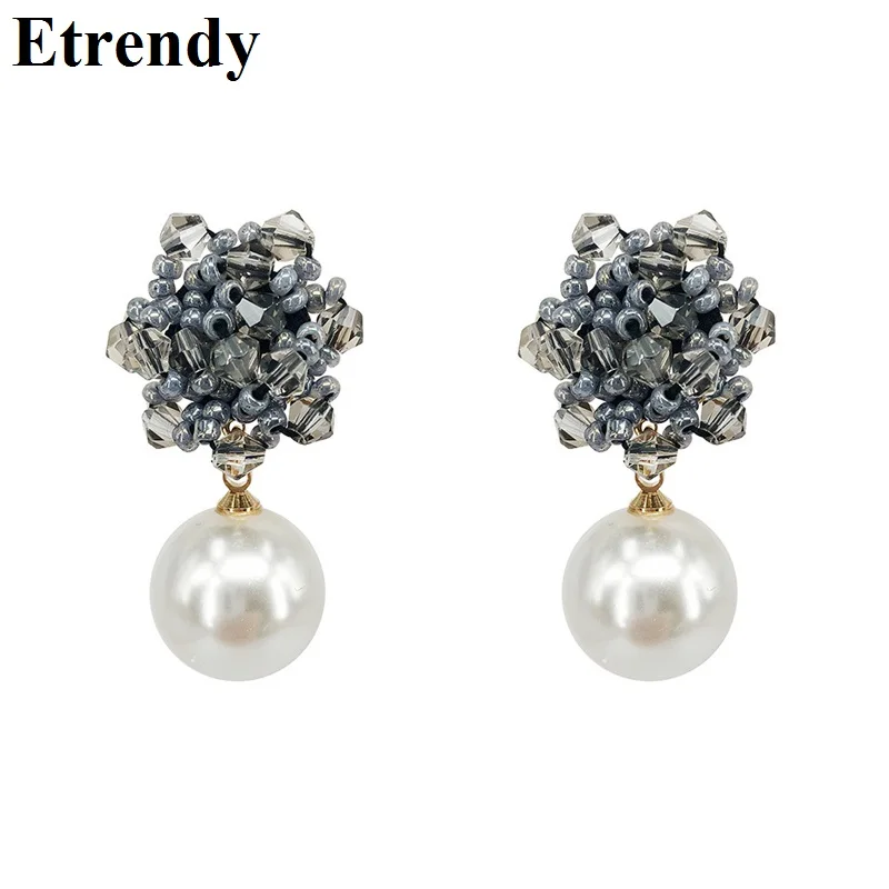 

Korean Handmade Imitation Crystal Flower Drop Earrings Women Party Jewelry Brincos