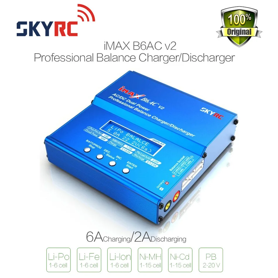 

SKYRC iMAX B6AC V2 6A Lipo LiFe LiIon LCD Display Battery Balance Charger / Discharger For Charging Re-peak Mod RC Model Battery