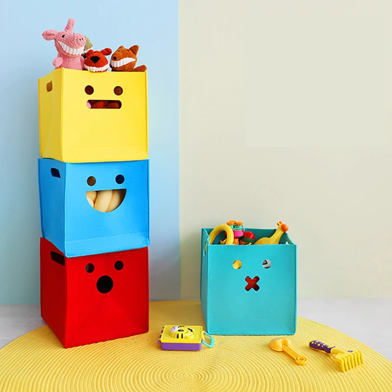 

New cube folding Felt Fabric storage box Offices sundries Storage basket bins Organization clothes kid toy organizer Container
