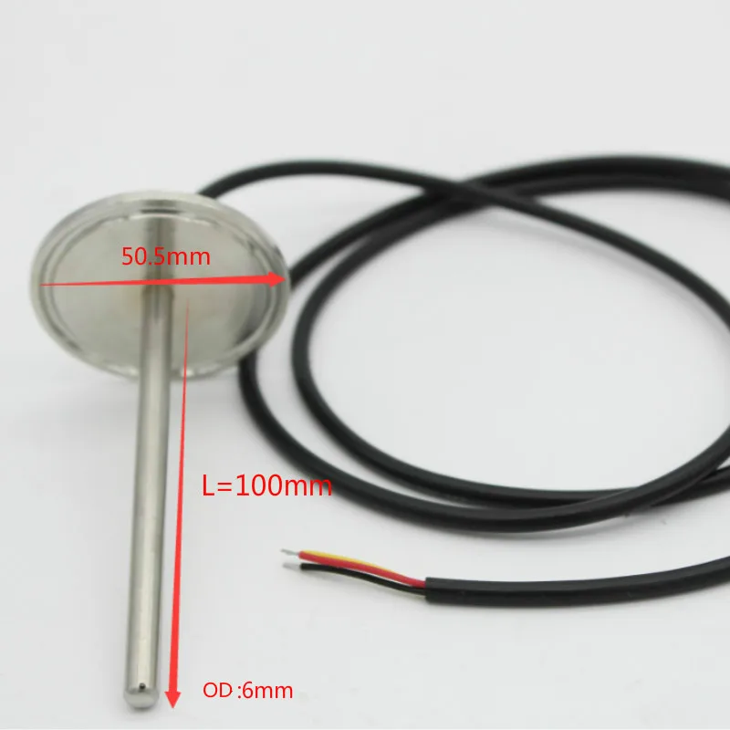 Цифровой датчик температуры DS18B20 Зажимной патрон Thermowell 50 5 мм из нержавеющей