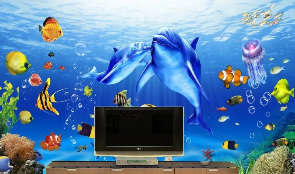 Beibehang морской Дельфин Мультфильм фото фрески 3d Настенные обои tapete спальня любой размер papel де parede Фото Обои