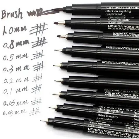 8 шт. Marvy micron pigma кисть эскиз маркеры техническая ручка набор подводки для