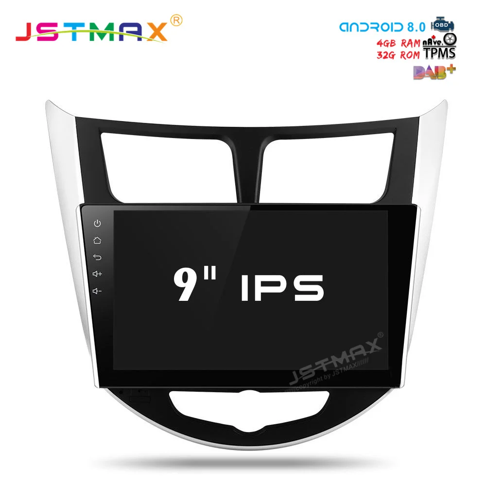 Best JSTMAX 8" Android 8.0 car dvd for Hyundai Solaris accent Verna i25 with gps navi Octa Core 4GB+32GB Auto Stereo DAB+( NO dvd) 2
