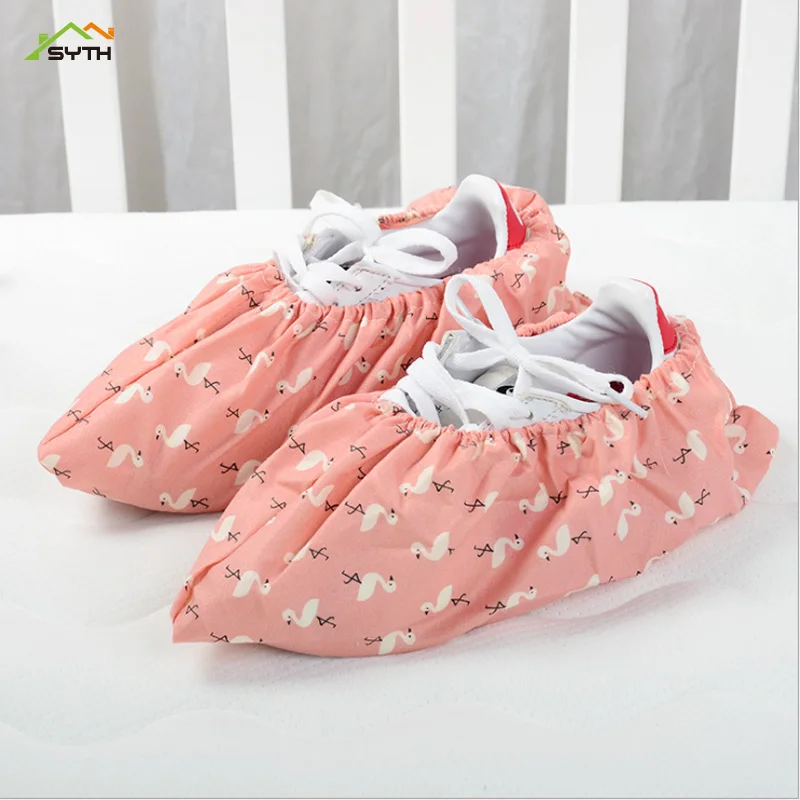 

1Pair Thicken Reusable Elastic Shoe Cover Home Indoor Antiskid Overshoes Student Machine Room Flamingo Dust Proof Feet Covers
