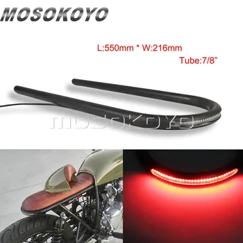 

550mm Motorcycle Custom Retro Cafe Racer Seat Hoop Loop 7/8" 1" Tube w/ LED Tail Turn Light for Honda CL100 CL125S CL175 CL350